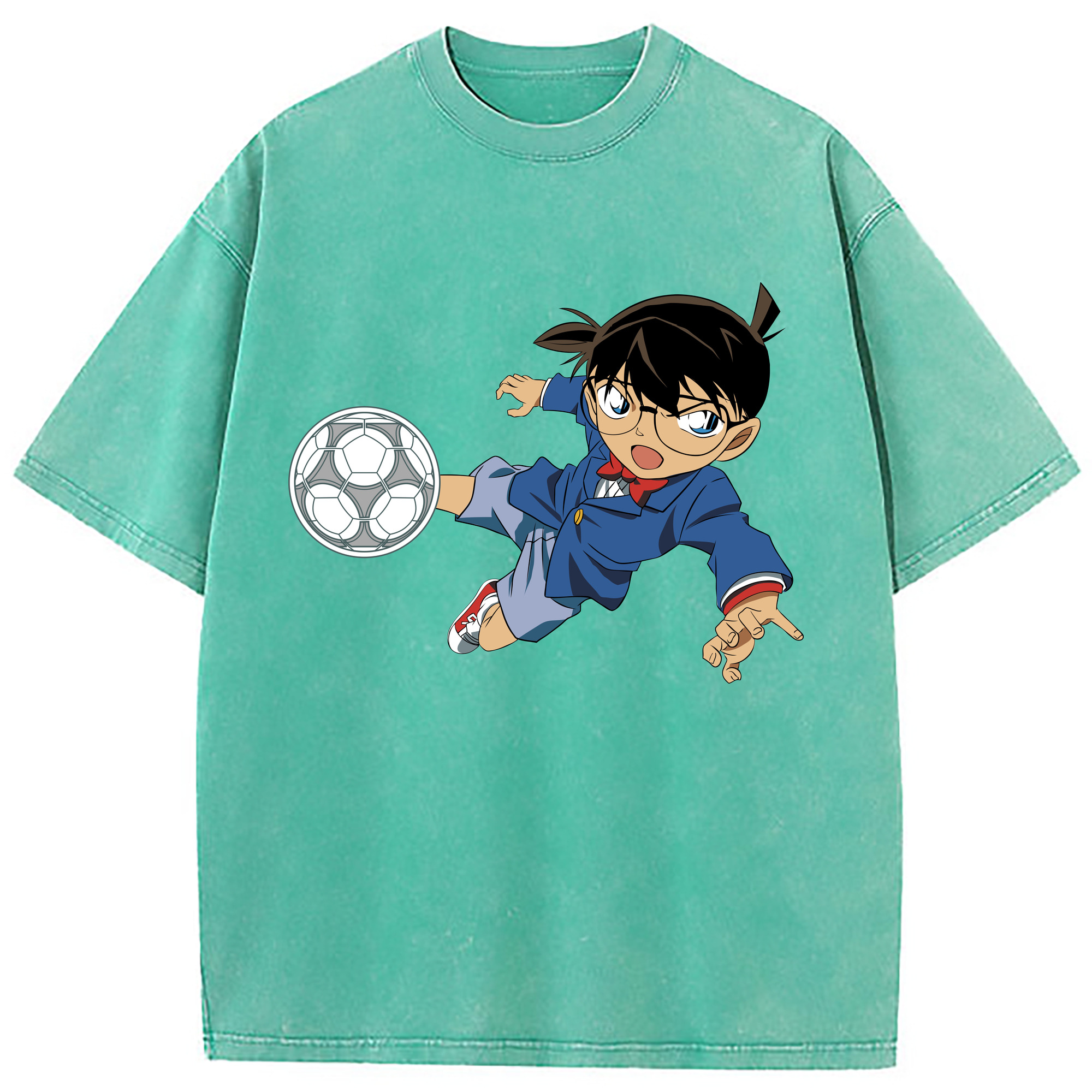 （画像用） 名探偵コナン 江戸川 コナン Detective Conan Conan Edogawa 綿100% ヴィンテージ風 半袖Tシャツ（フロントプリント）